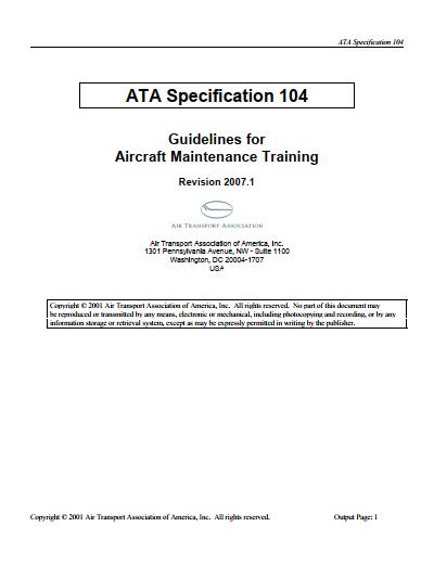 ATA Spec 104-2017 Guidelines for Aircraft Maintenance Training